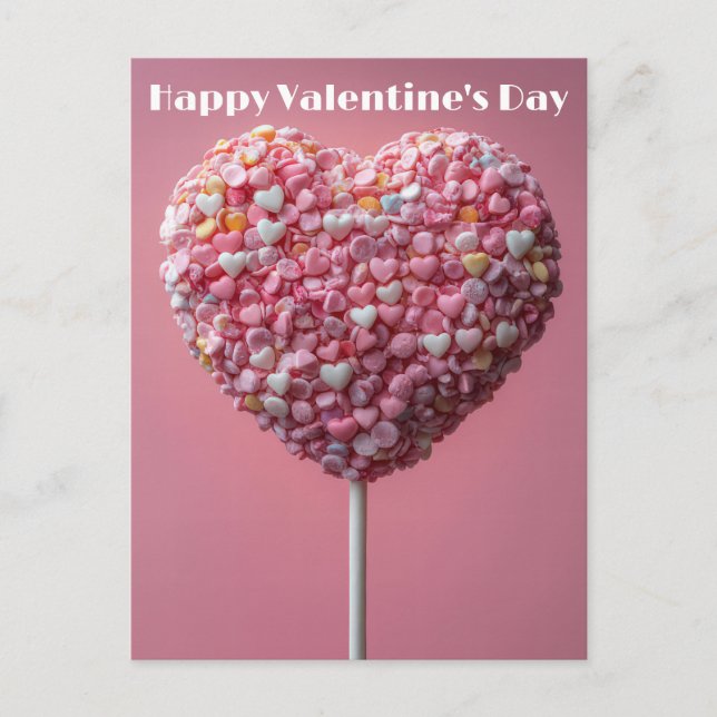 Pinker Herz Cake Pop Valentinstag Postkarte (Vorderseite)