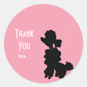 Pinker Pudel-Hund 50er Party Favor Sticker