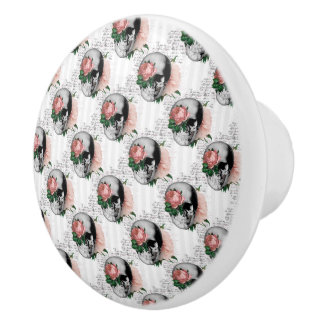 Pinkes Blumen-Schädel-Serien-Design 2 Keramikknauf