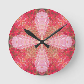 Pinkes Fraktal | Runde Wanduhr