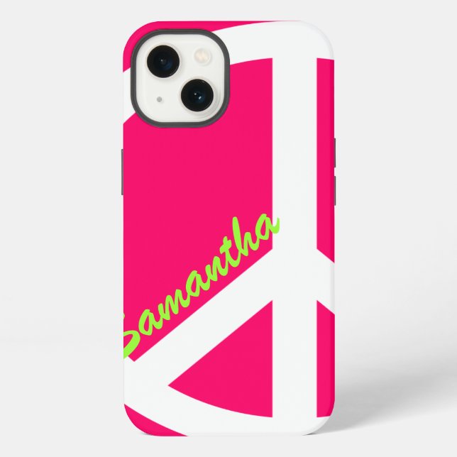 Pinkes Friedenszeichen iPhone Hülle (Rückseite)