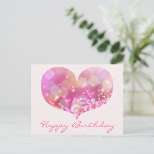 Pinkes Glitterherz   Alles Gute zum Geburtstag Pos Postkarte