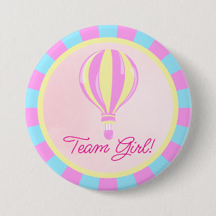 Pinkes Heißluftballon-Geschlecht-Enthüllungs-Team  Button