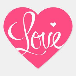 Pinkes Herz-Sticker mit Liebe-Aufschrift Herz-Aufkleber