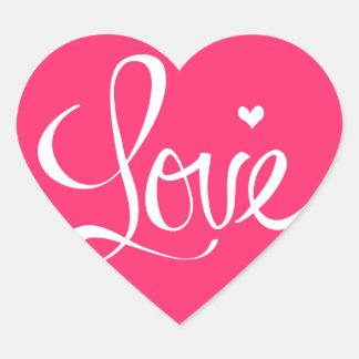 Pinkes Herz-Sticker mit Liebe-Aufschrift Herz-Aufkleber