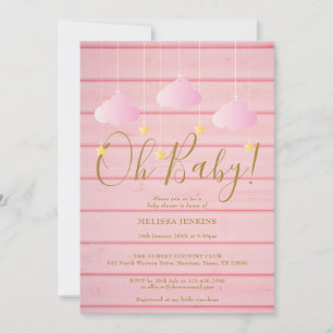 Pinkes Holz Twinkle Twinkle Oh Baby Baby Shower Einladung