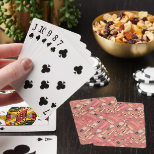 Pinkes Kosmetikmuster Glitter Spielkarten