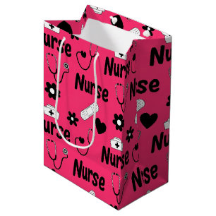 Pinkes Krankenpfleger-Leben nahtloses Muster (2) Mittlere Geschenktüte