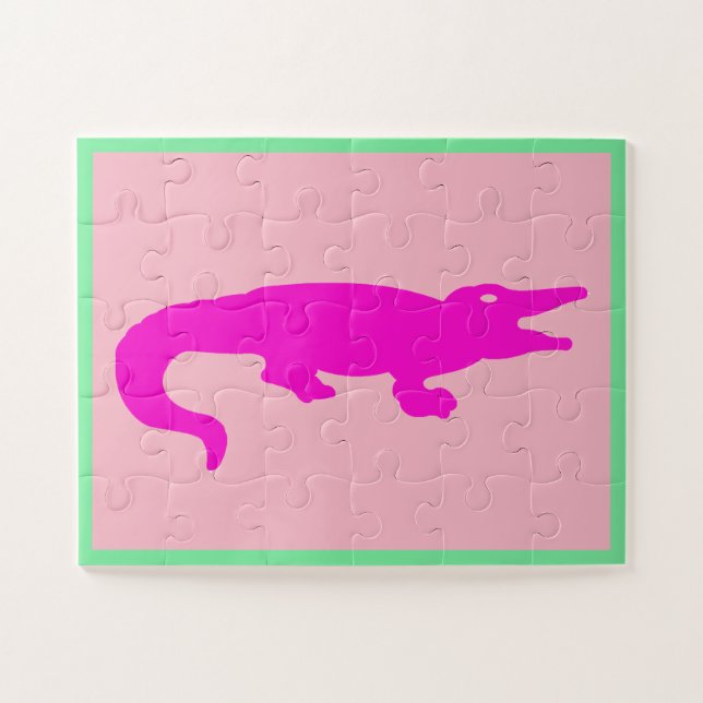 Pinkes Krokodil-Puzzle (Horizontal)