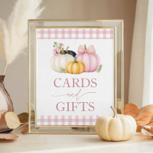 Pinkes Kürbis-Gingham 8x10 Cards & Gifts Schild