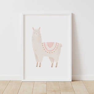 Pinkes Lama Neutrales Mädchen-Nursery-Dekor Poster