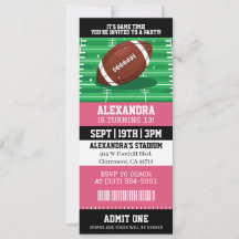 Pinkes Mädchen-Fußball-Ticket Geburtstag