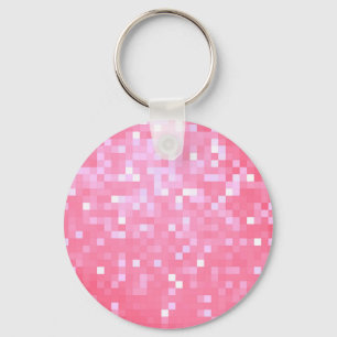 Pinkes Pixel-Glanz Schlüsselanhänger