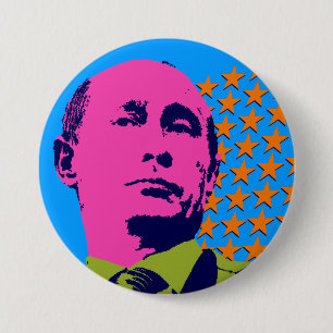 Pinkes Putin Pop Art Porträt Button