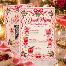 Pinkes Retro-Weihnachtsgetränke-Menü mit individue