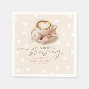 Pinkes Schleifen Kaffee Baby Is Brewing Mädchen Ba Serviette