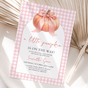 Pinkes Schleifen-Kürbis-Baby-Shower Einladung