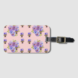 Pinkes Stiefmütterchen-Veilchen-Blumen-Punkt-Muste Gepäckanhänger
