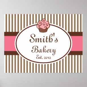 Pinkes Tortenbäckerei-Schild Kunst Druck Poster