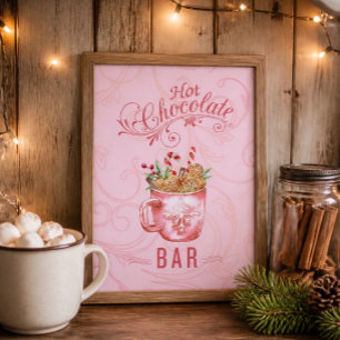 Pinkes Weihnachts-Hot-Chocolate-Bar-Schild Poster