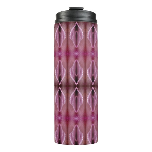 Pinkey-Rose Ikat 9 Fog Thermosbecher (Vorderseite)