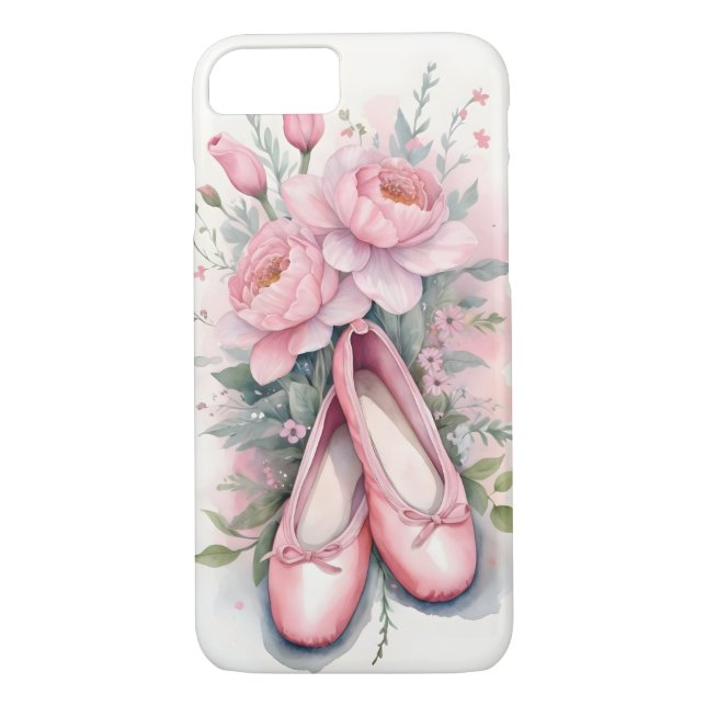 Pinkfarbene Ballettschuhe und Blume Case-Mate iPhone Hülle (Rückseite)