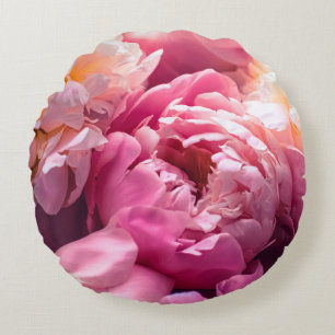 Pinkfarbene Blume als Blumenhintergrund, Botan Rundes Kissen