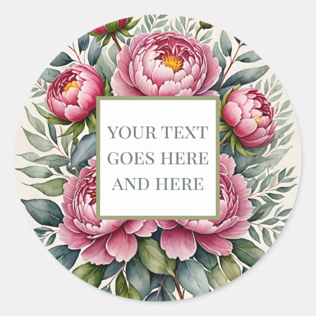 pinkfarbene Blume florale Blätter erstellen einen  Runder Aufkleber (Vorderseite)