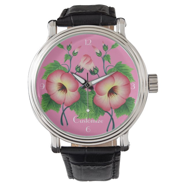 Pinkfarbene Blume Thunder_Cove Armbanduhr (Vorderseite)