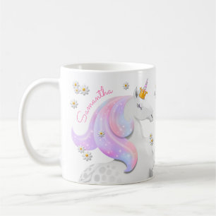Pinkfarbene Einhornprinzessin mit Kronleuchten Kaffeetasse