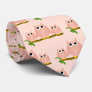Pinkfarbene Eulen Design mit beliebigem Farbunterg Krawatte