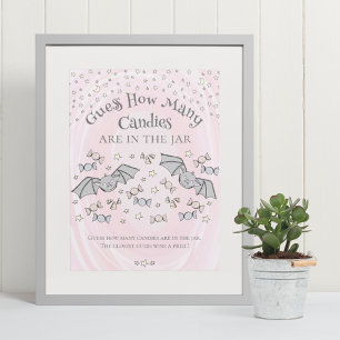 Pinkfarbene Fledermäuse raten wie viele Candies Ba Poster