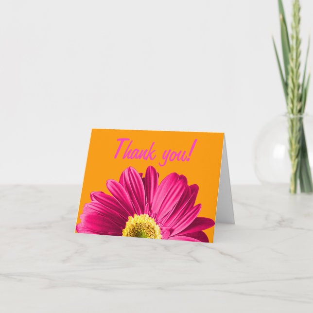 Pinkfarbene Gänseblümchen-Blume danken Ihnen oder Dankeskarte (Vorderseite)
