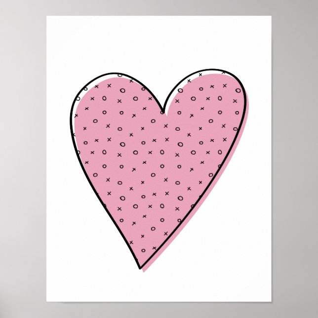 Pinkfarbene Herznoughts und Kreuze Kinder Plakatdr Poster (Vorne)