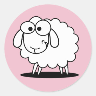 Pinkfarbene Lamm-Aufkleber Runder Aufkleber