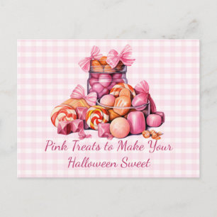 Pinkfarbene Leckereien, um dein Halloween süßes Ha Feiertagspostkarte