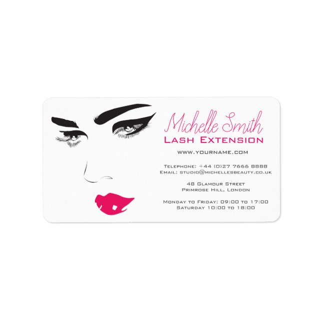 Pinkfarbene Lippen mit langen Beinen Adressaufkleber (Vorne)
