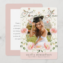 Pinkfarbene Mohnblumen-Foto-Abschluss-Dankeskarten