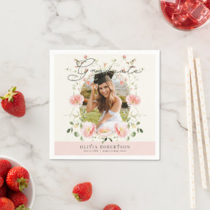 Pinkfarbene Mohnblumen-Foto-Abschluss Serviette