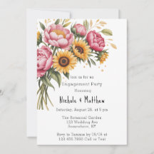 Pinkfarbene Peongs und gelbe florale Engagement Pa