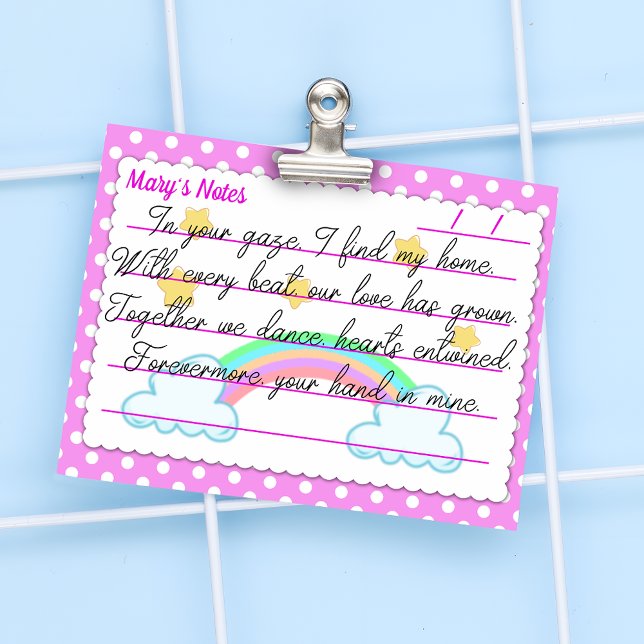 Pinkfarbene Polka-Punkte, niedliche Sterne & Regen Post-it Klebezettel (Von Creator hochgeladen)