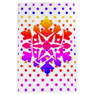 Pinkfarbene Polka-Punkte , orange , lila, blaue Sc Mittlere Geschenktüte