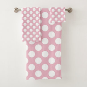 Pinkfarbene Polka-Punkte, Polka-Punktmuster, Punkt Badhandtuch Set