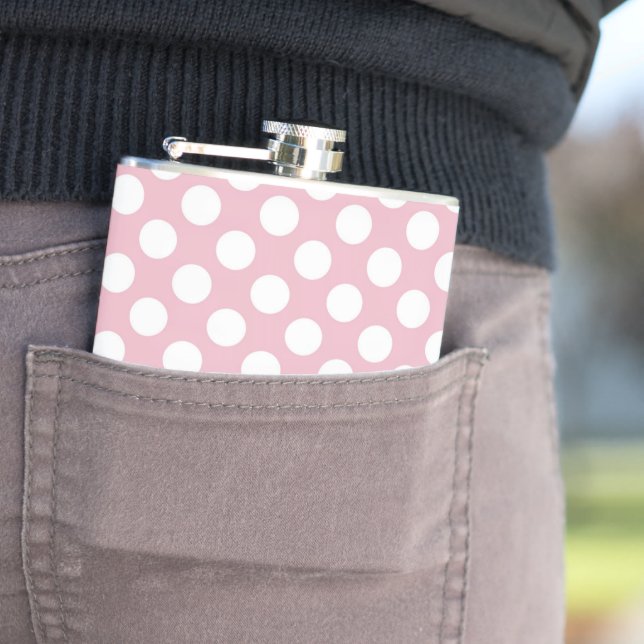 Pinkfarbene Polka-Punkte, Polka-Punktmuster, Punkt Flachmann (Beispiel)