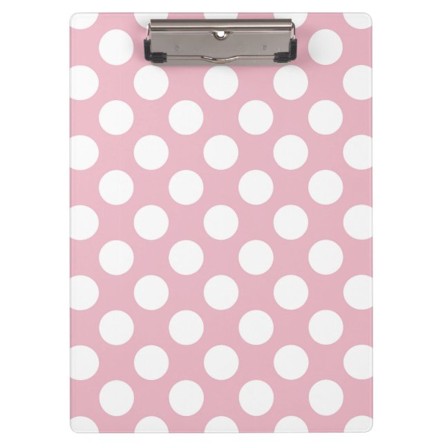 Pinkfarbene Polka-Punkte, Polka-Punktmuster, Punkt Klemmbrett (Vorderseite)