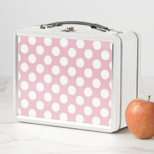 Pinkfarbene Polka-Punkte, Polka-Punktmuster, Punkt Metall Brotdose