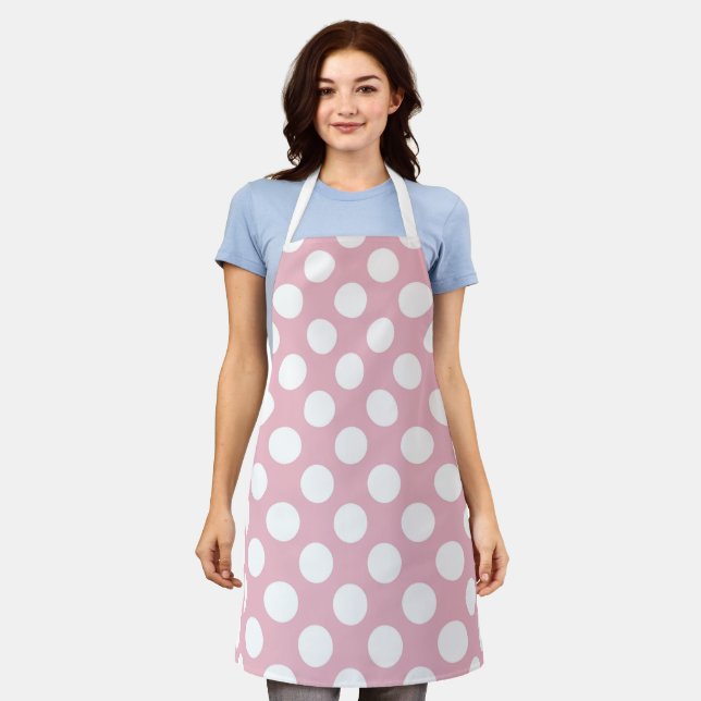 Pinkfarbene Polka-Punkte, Polka-Punktmuster, Punkt Schürze (Getragen)