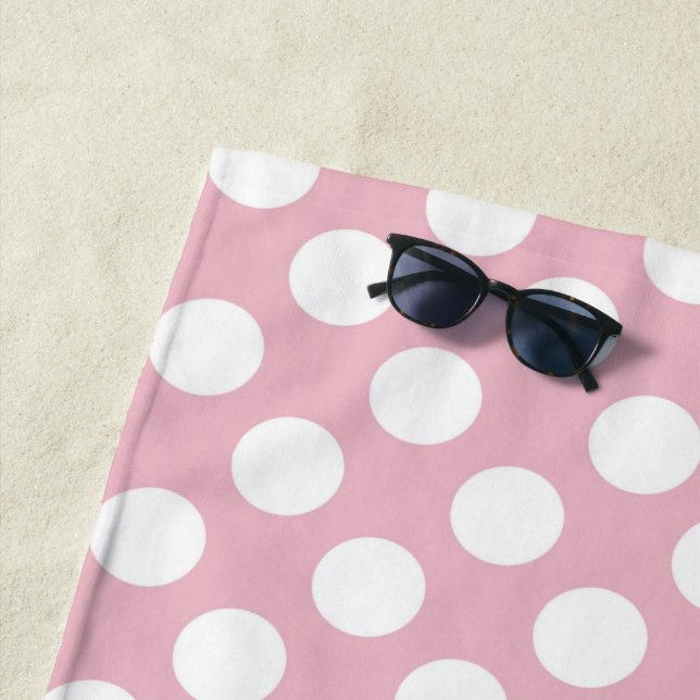 Pinkfarbene Polka-Punkte, Polka-Punktmuster, Punkt Strandtuch (Beispiel)