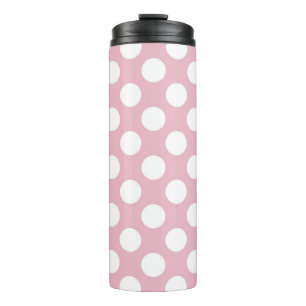Pinkfarbene Polka-Punkte, Polka-Punktmuster, Punkt Thermosbecher