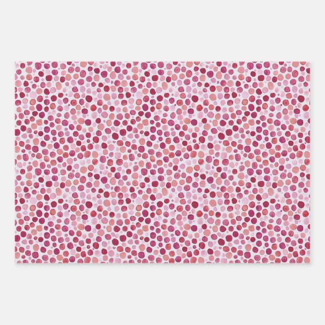 Pinkfarbene Punkte und Geschenkidee auf einem kari Geschenkpapier Set (Vorderseite 3)